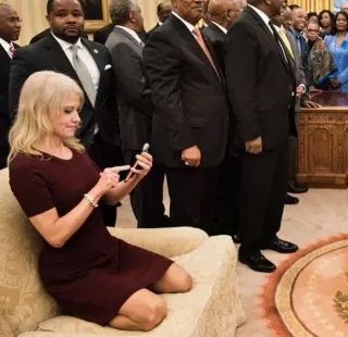 Kellyanne Conway's Oval Office Couch Photo meme card, common rarity