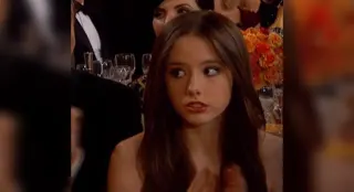 Lily Mo Sheen Drinks Then Claps Nervously At Awards Show meme card, common rarity