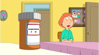 Lois Looking At Pill Bottle meme card, common rarity