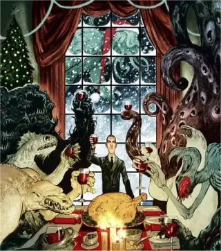 Lovecraft Christmas Carols meme card, common rarity