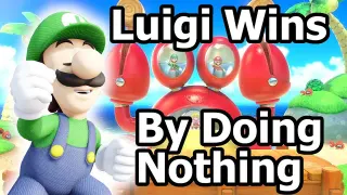 Luigi Wins By Doing Absolutely Nothing meme card, rare rarity