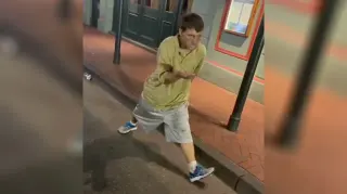 Man Frozen While Walking on Street meme card, common rarity