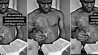Man Reading the Bible and Smoking a Blunt meme card, common rarity