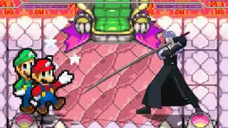 Mario and Luigi vs. Sephiroth meme card, common rarity