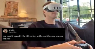 Mark Zuckerberg's Apple Vision Pro and Meta Quest 3 Review meme card, common rarity