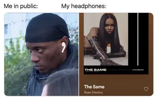 Carte meme Moi en public / mon casque, rareté légendaire