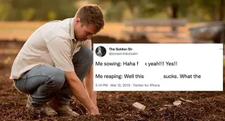 Me Sowing / Me Reaping meme card, rare rarity