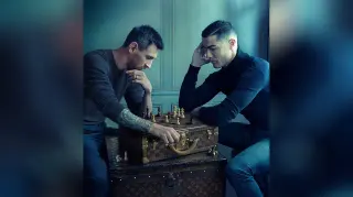Messi and Ronaldo Playing Chess meme card, common rarity