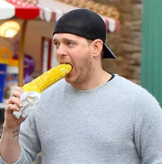 Michael Bublé Doesn't Know How to Eat Corn on the Cob meme card, common rarity