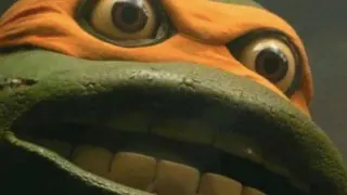 Michelangelo Open-Mouthed Stare Reaction meme card, rare rarity