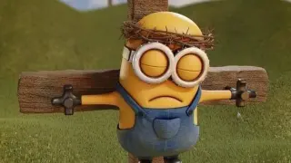 Minion On the Cross / Crucified Minion meme card, common rarity