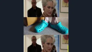 Miranda Priestly Looking At Your Shoes meme card, common rarity