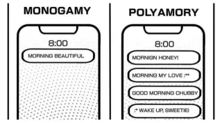 Carte meme Monogamy vs. Polyamory Texts, rareté commune