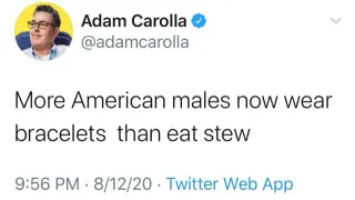 More American Men Now Wear Bracelets Than Eat Stew meme card, rare rarity