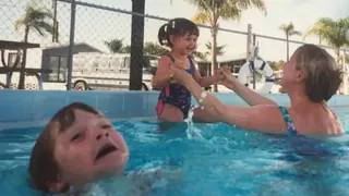 Mother Ignoring Kid Drowning In A Pool meme card, common rarity