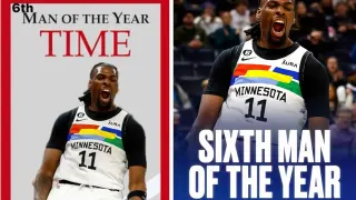 Naz Reid Wins 2024 NBA's Sixth Man of the Year Award meme card, common rarity