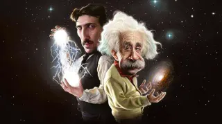 Nikola Tesla and Albert Einstein meme card, common rarity