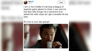 Ninja's "Braless Wife" Tweet meme card, rare rarity