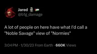 Noble Savage View Of Normies meme card, common rarity