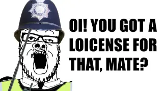 Oi, You Got A Loicense For That, Mate? meme card, common rarity