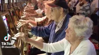 Old People Playing Slots meme card, common rarity