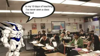 Omega Shenron as a Teacher meme card, common rarity