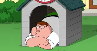 Peter Griffin in a Dog House Redraws meme card, common rarity
