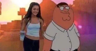 Peter Griffin With Ariana Grande meme card, common rarity