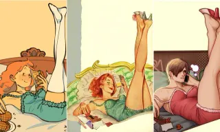 Pin-Up Girl Eating Crackers In Bed and Reading With Legs Up meme card, common rarity
