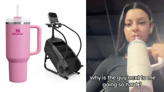 Pink Stanley Girl on the Stairmaster meme card, common rarity