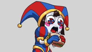 Carte meme Pomni Eating a Burger / Sandwich, rareté commune