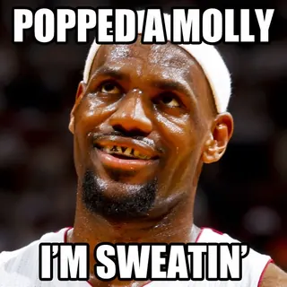 Popped a Molly, I'm Sweatin meme card, common rarity