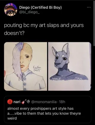 Pouting Bc My Art Slaps And Yours Doesn't / Wolf Man meme card, common rarity