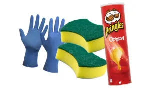 Pringles, Two Sponges and Latex Gloves meme card, common rarity