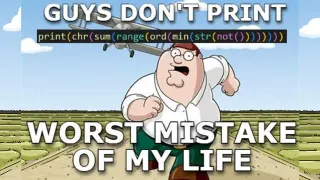 Carte meme Print chr(sum(range(ord(min(str(not)))))), rareté commune