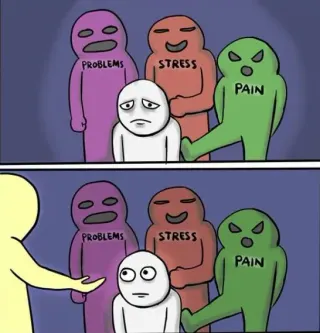 Problems, Stress, Pain meme card, common rarity