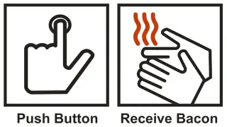Push Button, Receive Bacon meme card, rare rarity