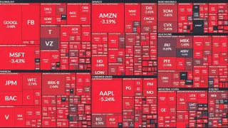 Red S&P 500 Stock Market Map meme card, common rarity