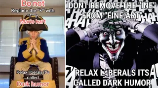 Relax Liberals, It's Called Dark Humor meme card, common rarity