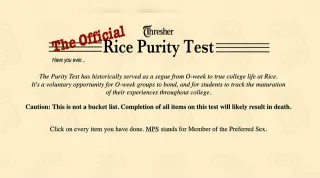 Rice Purity Test meme card, common rarity