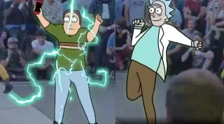 Rick And Jerry Rotoscope Dance meme card, common rarity