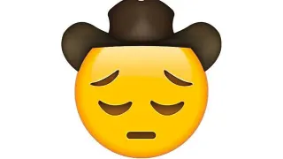 Sad Cowboy Emoji meme card, rare rarity