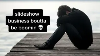 Sad TikTok Slideshows / Sad Slideshow Audios meme card, common rarity