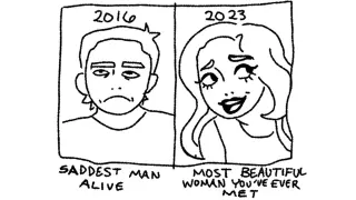 Saddest Man Alive / Most Beautiful Woman You've Ever Met meme card, common rarity