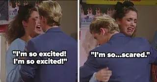 Saved By The Bell "I'm So Excited" Scene meme card, common rarity