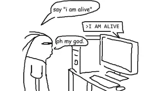 Say "I Am Alive" meme card, common rarity