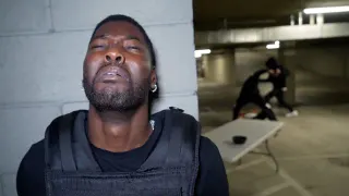 Security Guard Scared of Getting Jumped RDCWorld GIF meme card, common rarity
