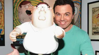 Seth MacFarlane Throwing Peter Griffin Toy In The Air meme card, common rarity