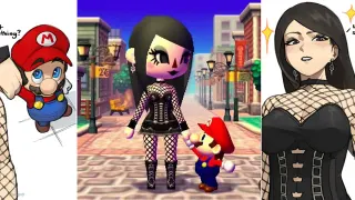 Carte meme Short Mario Holding Tall Goth Girl’s Hand, rareté commune