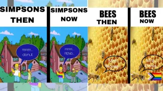 Simpsons Then vs. Simpsons Now / X Then vs. X Now meme card, common rarity